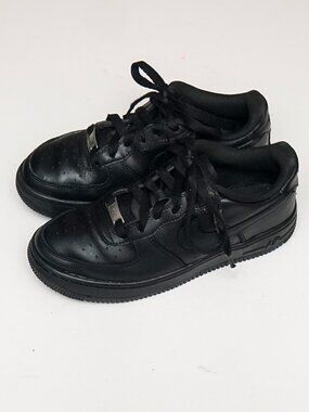 Nike Air Force 1 Shoes Youth Size 5.5Y Black Leather Low Top Sneakers